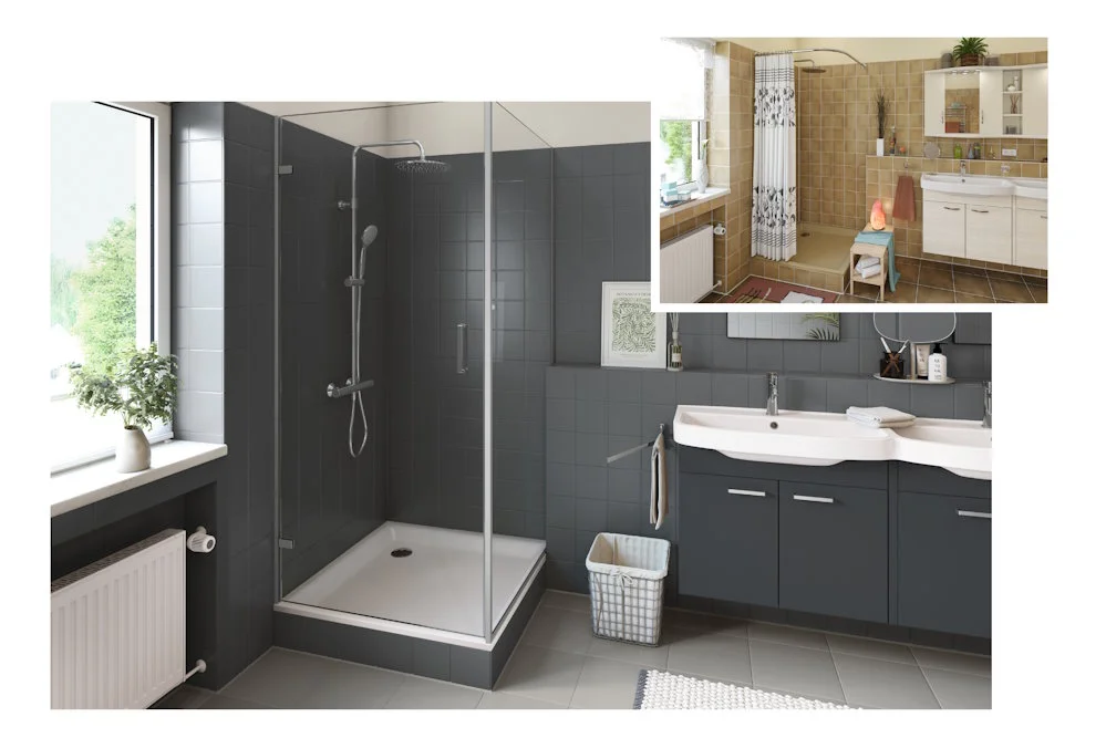 Modernes Badezimmer mit ebenerdiger Dusche